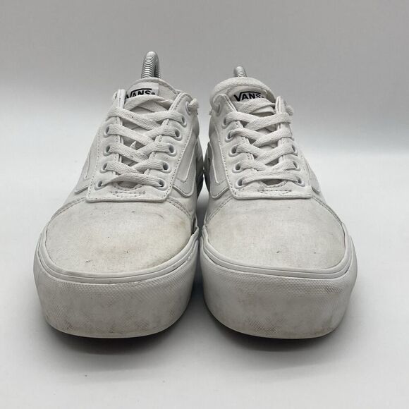 Womens 9.5 Vans Old Skool Stackform Height Sneaker True White Canvas platform - Picture 2 of 9
